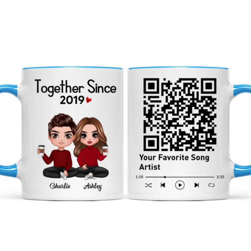 Couple Sitting Together Since Favorite Song QR Code Personalized Mug - Image 8