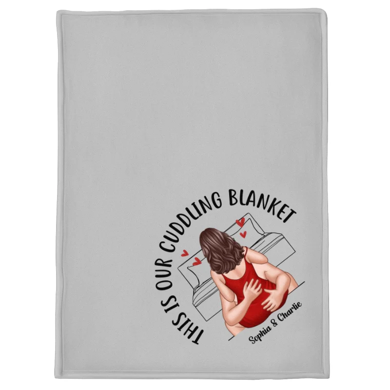 Couple Snuggle Cuddling Personalized Fleece Blanket - Image 5