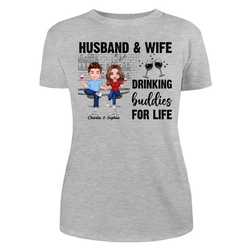 Couple Standing Drinking Buddies For Life Personalized Shirt - Image 10