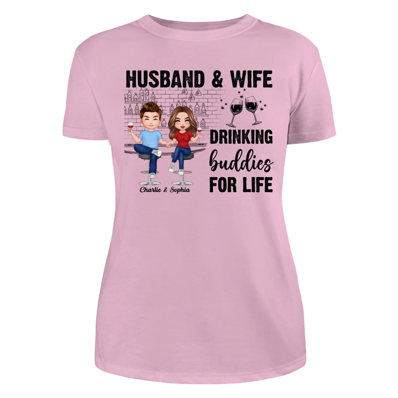 Couple Standing Drinking Buddies For Life Personalized Shirt - Image 11