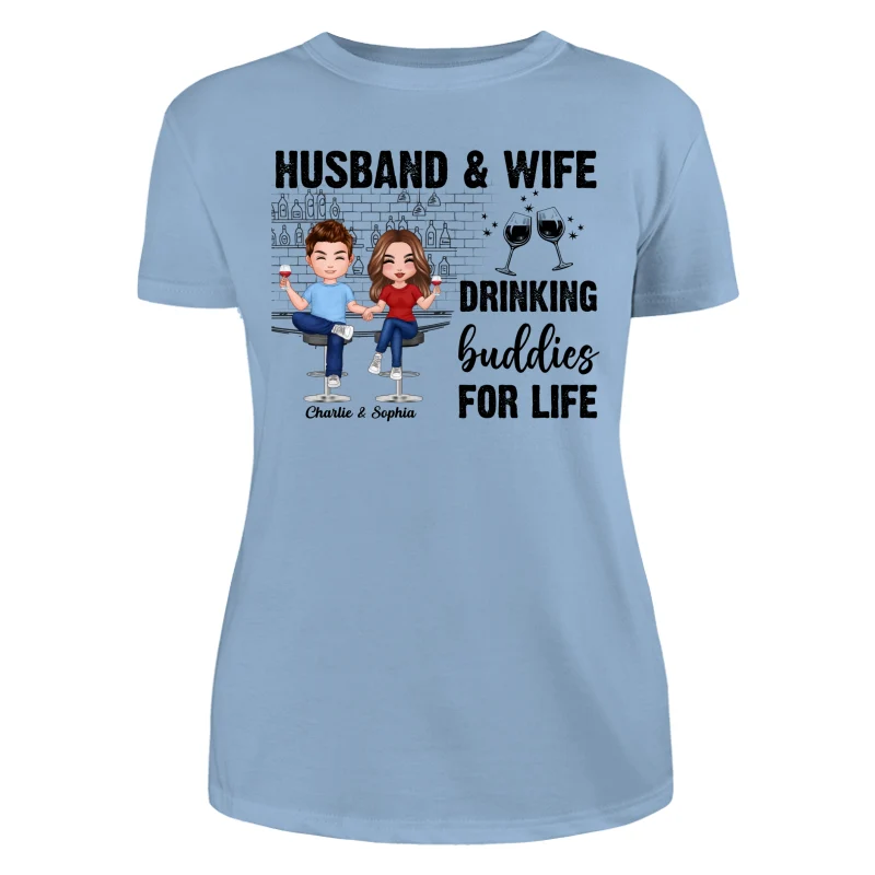 Couple Standing Drinking Buddies For Life Personalized Shirt - Image 12