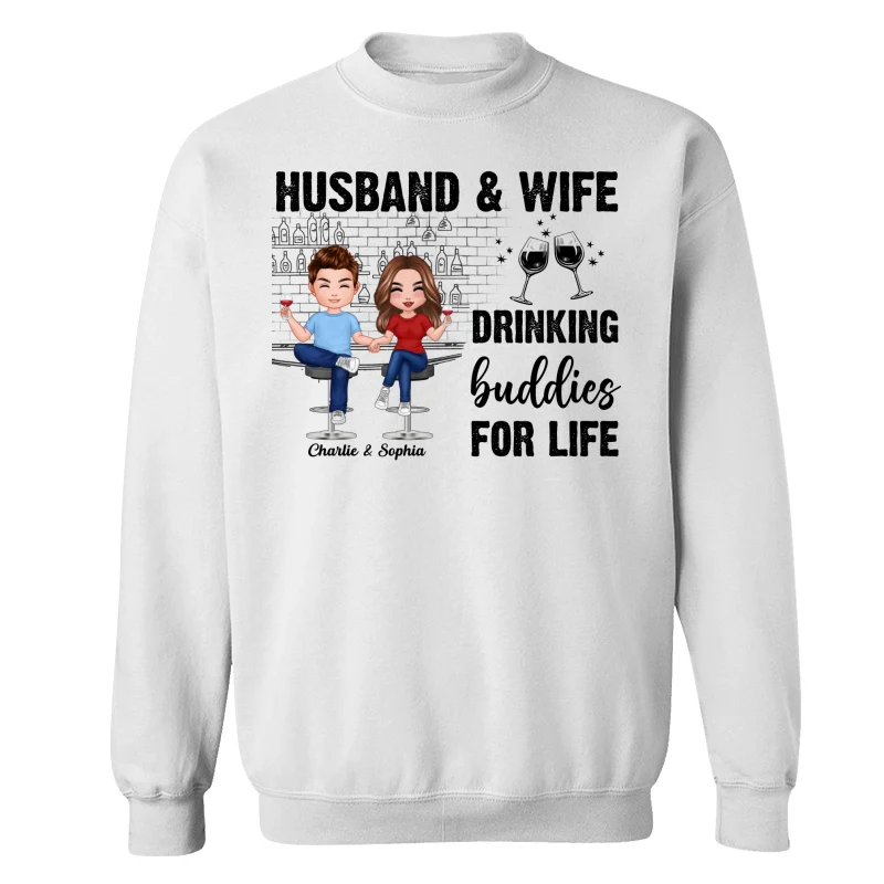 Couple Standing Drinking Buddies For Life Personalized Shirt - Image 13