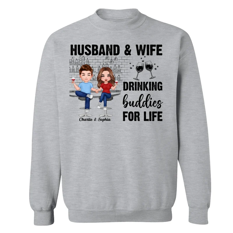 Couple Standing Drinking Buddies For Life Personalized Shirt - Image 14