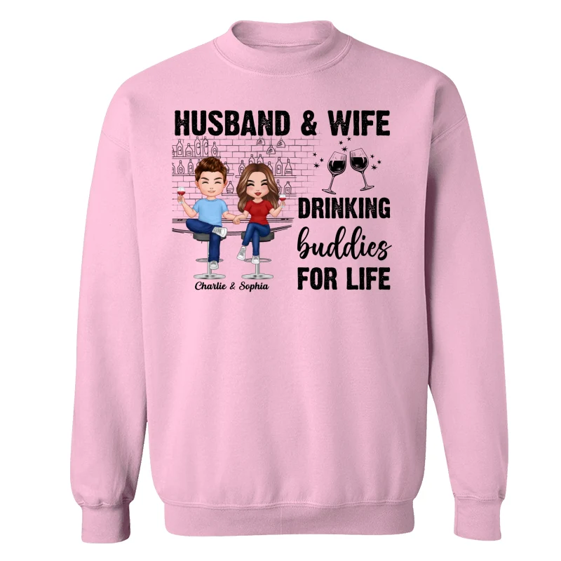 Couple Standing Drinking Buddies For Life Personalized Shirt - Image 15
