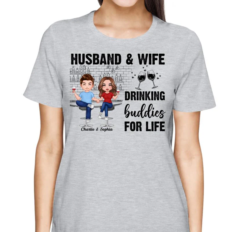Couple Standing Drinking Buddies For Life Personalized Shirt - Image 2
