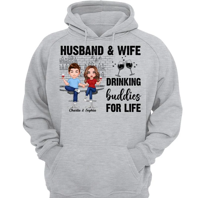 Couple Standing Drinking Buddies For Life Personalized Shirt - Image 3