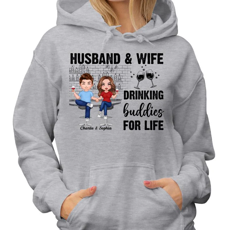 Couple Standing Drinking Buddies For Life Personalized Shirt - Image 4