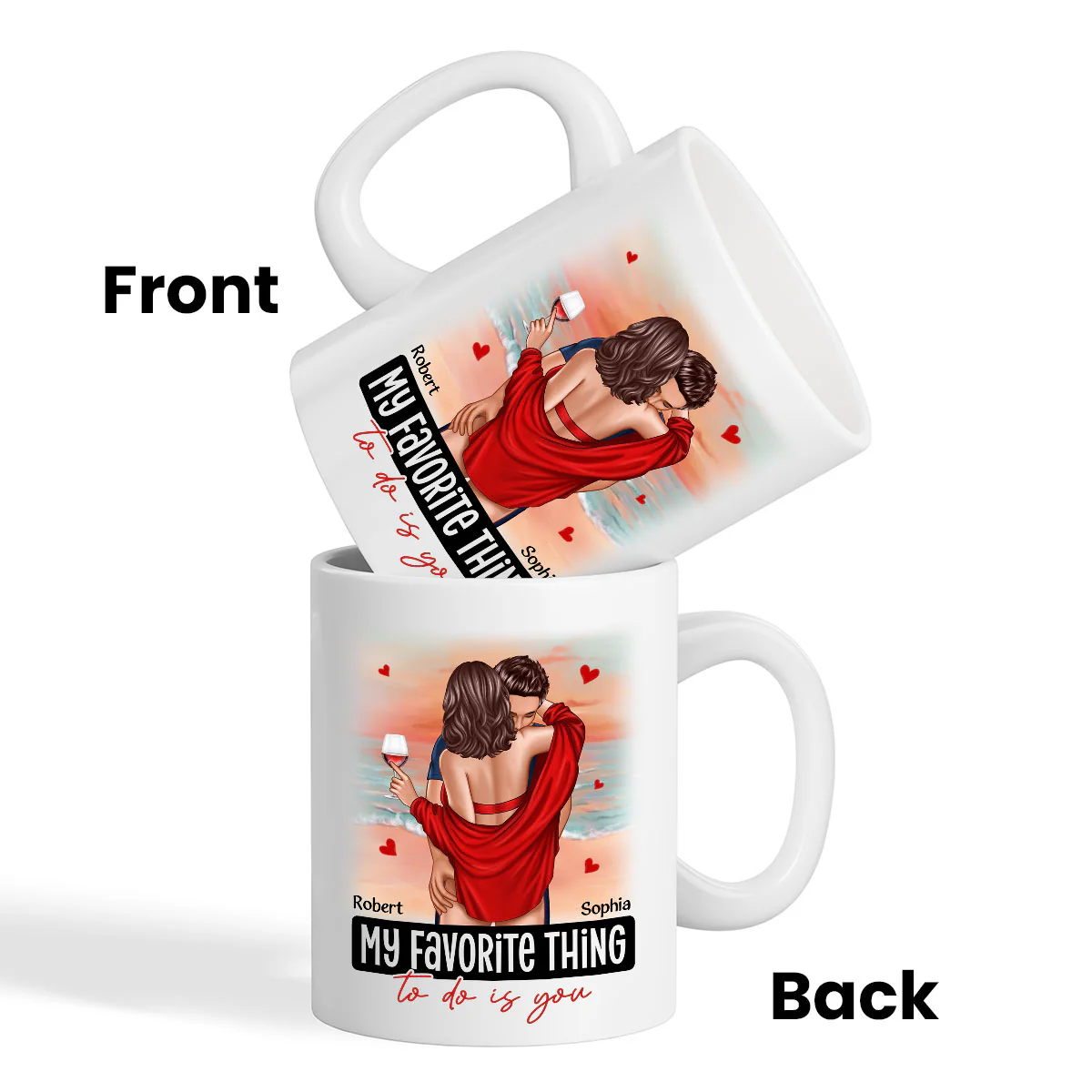 Couple Standing Kissing At Beach Personalized Mug - Image 3