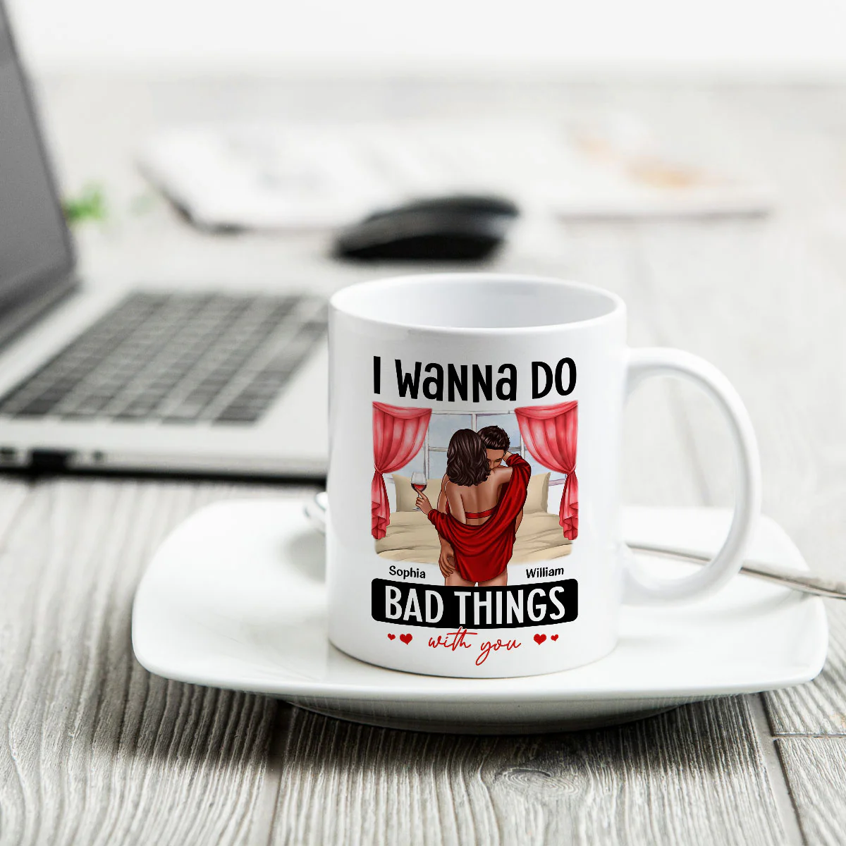 Couple Standing Kissing I Wanna Do Bad Things With You Personalized Mug - Image 4