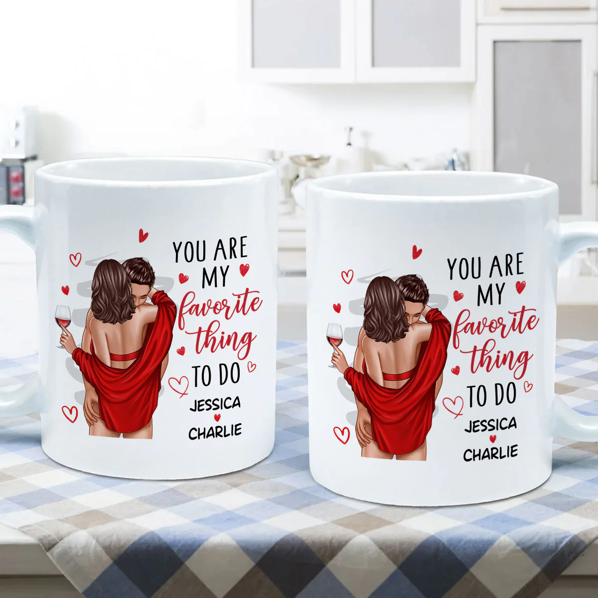 Couple Standing Kissing My Favorite Thing To Do Is You Personalized Mug - Image 5