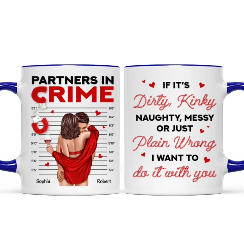 Couple Standing Kissing Partners In Crime Personalized Mug - Image 8