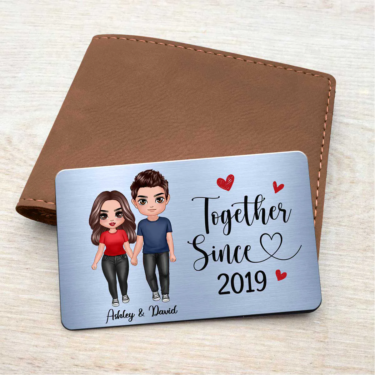 Couple Standing Together Since I Met You Wallet Keepsake Personalized Metal Wallet Card - Image 4