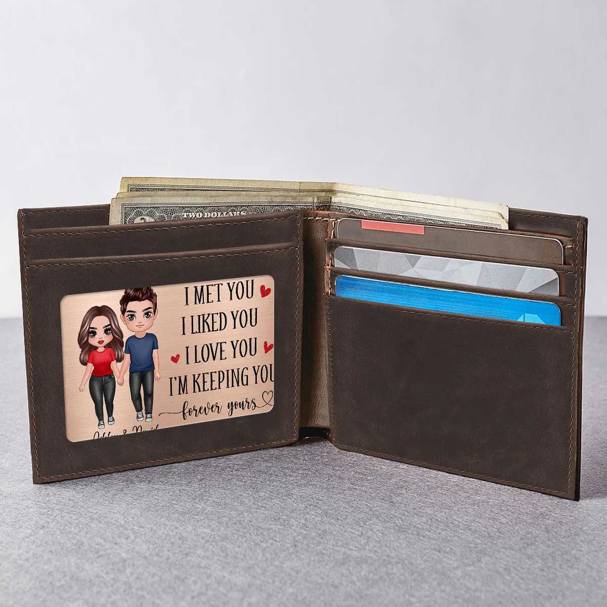 Couple Standing Together Since I Met You Wallet Keepsake Personalized Metal Wallet Card - Image 5