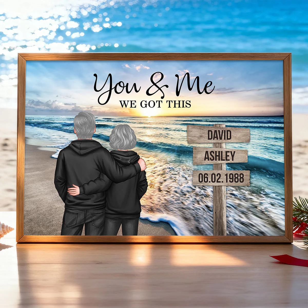 Couple Street Sign Beach Landscape - Personalized Poster - Heartfelt Couple Gift for him, for her - Image 2