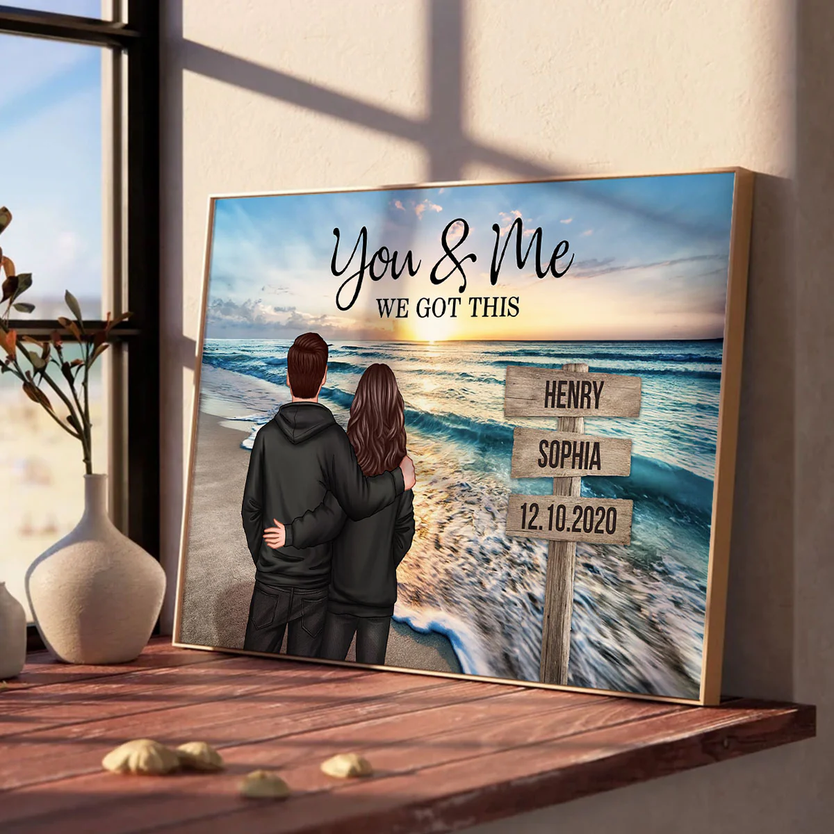 Couple Street Sign Beach Landscape - Personalized Poster - Heartfelt Couple Gift for him, for her - Image 3