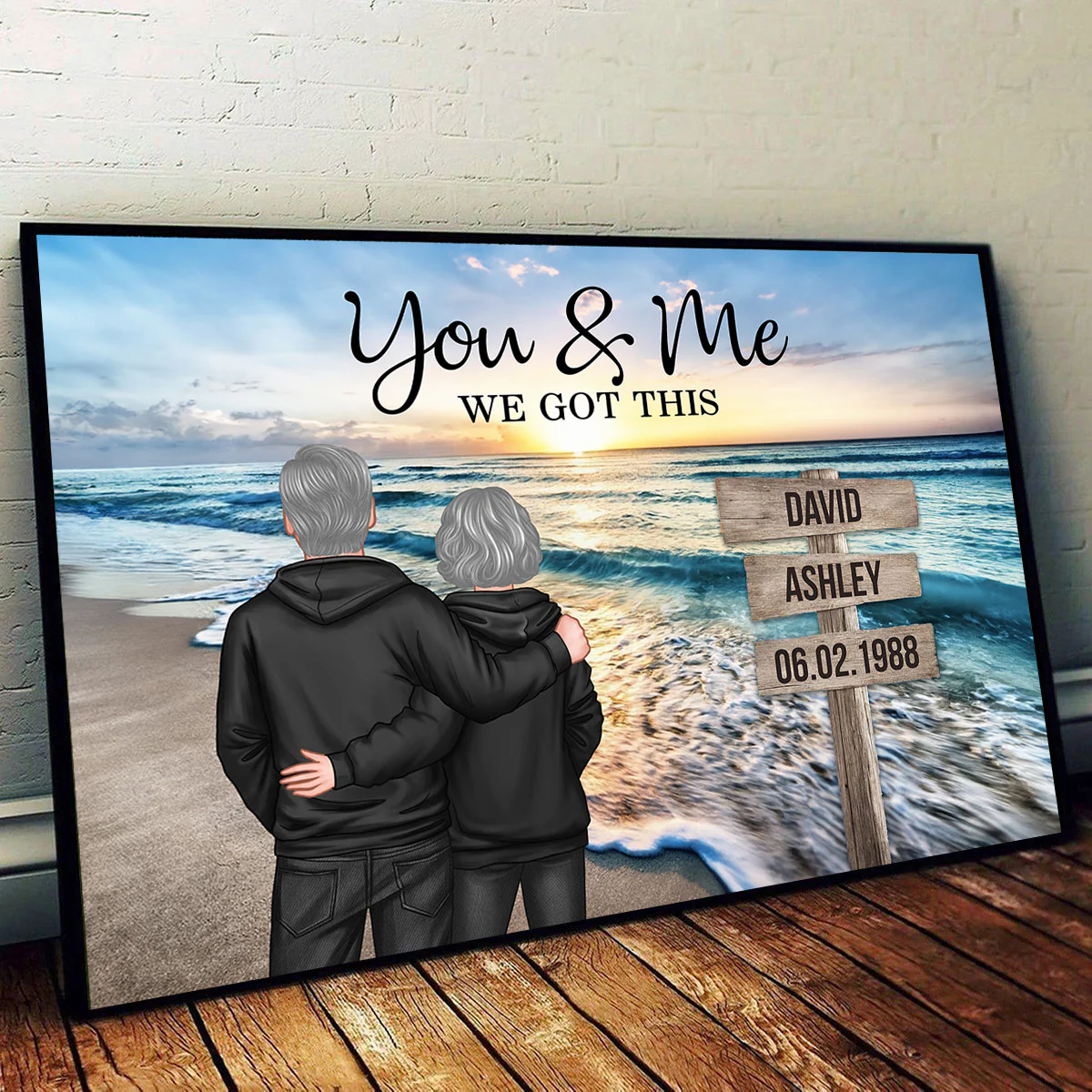 Couple Street Sign Beach Landscape - Personalized Poster - Heartfelt Couple Gift for him, for her - Image 4