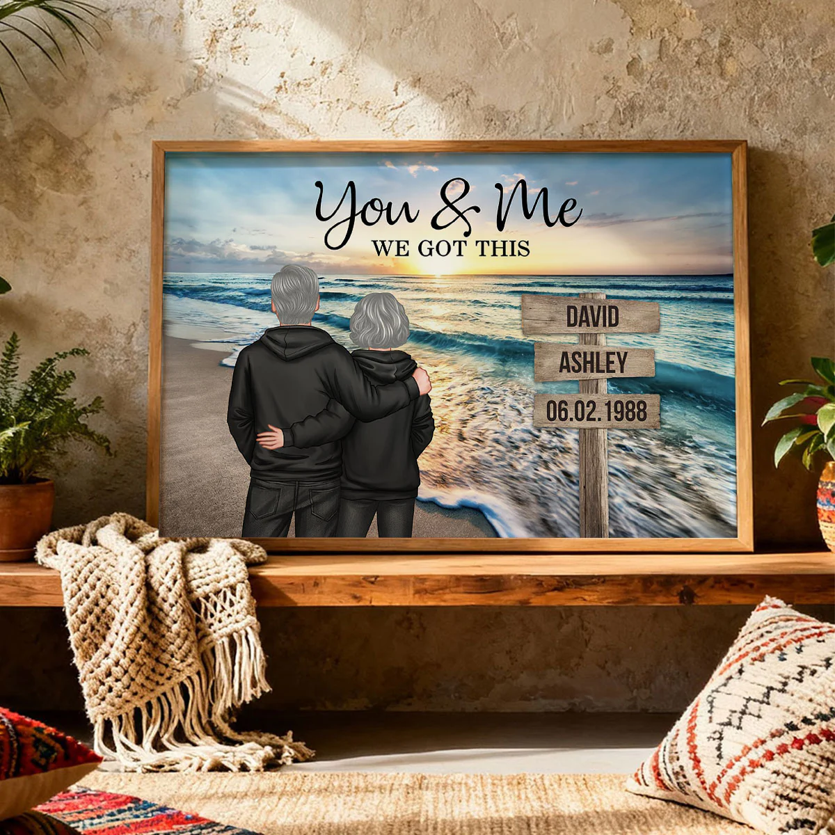 Couple Street Sign Beach Landscape - Personalized Poster - Heartfelt Couple Gift for him, for her - Image 5