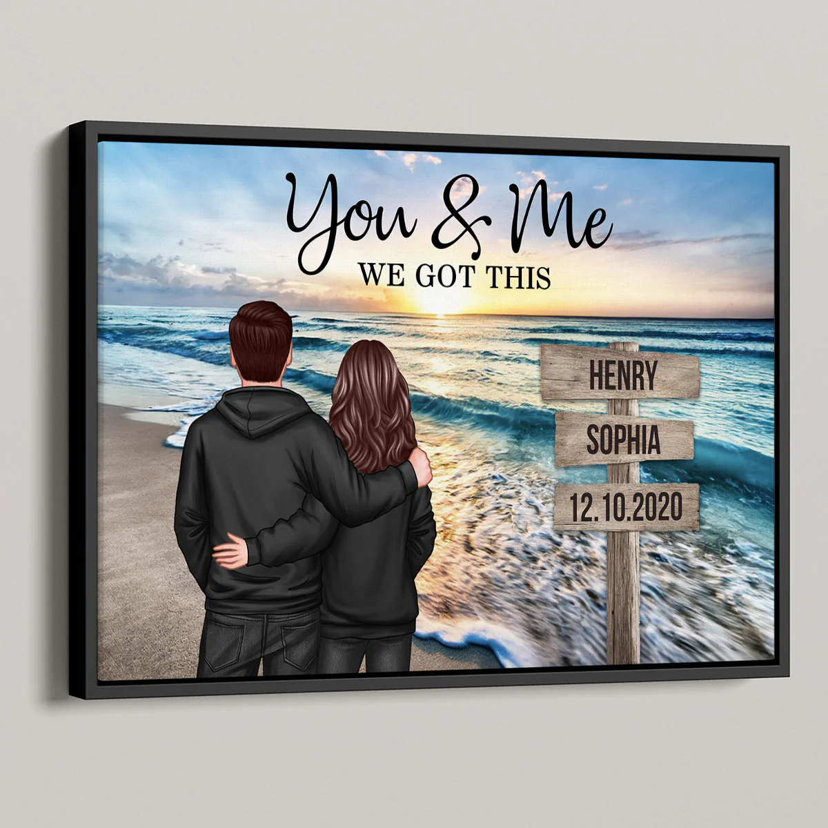Couple Street Sign Beach Landscape - Personalized Poster - Heartfelt Couple Gift for him, for her - Image 6