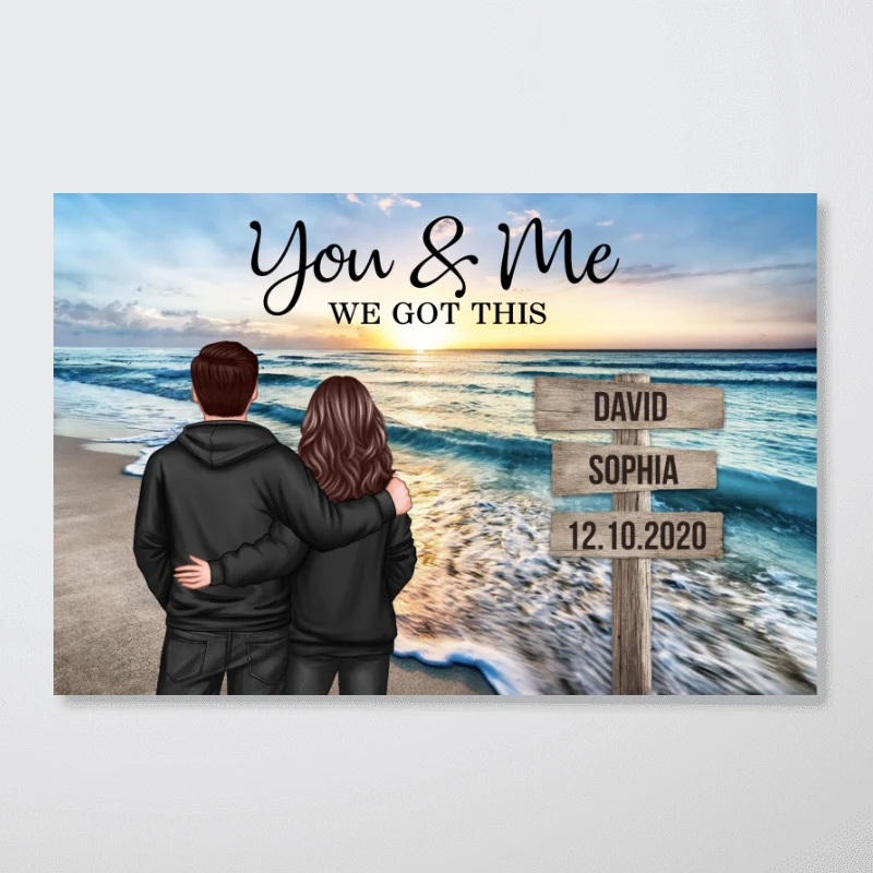Couple Street Sign Beach Landscape - Personalized Poster - Heartfelt Couple Gift for him, for her - Image 9