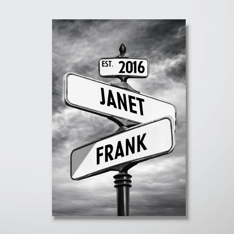 Couple Street Sign - Personalized Poster - Anniversary Gift for Him, for Her - Image 13