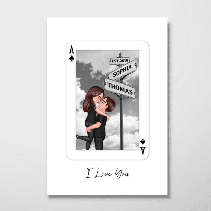 Couple Street Signs Personalized Playing Cards Print Personalized Poster, Gift For Her, Unique Couples Gift, Romantic Gift - Image 9