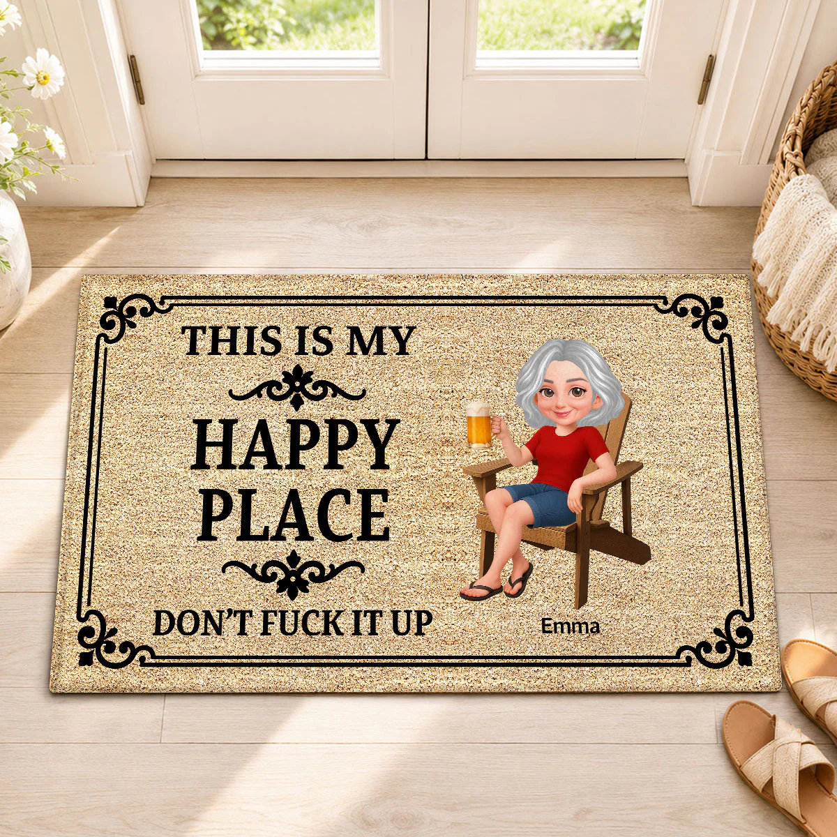 Couple This Is Our Happy Place - Personalized Doormat - Funny Sarcasm House Decoration - Image 3