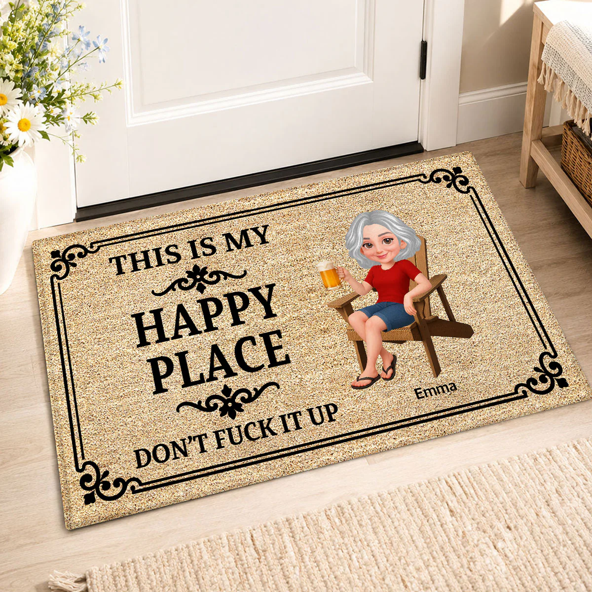 Couple This Is Our Happy Place - Personalized Doormat - Funny Sarcasm House Decoration - Image 5