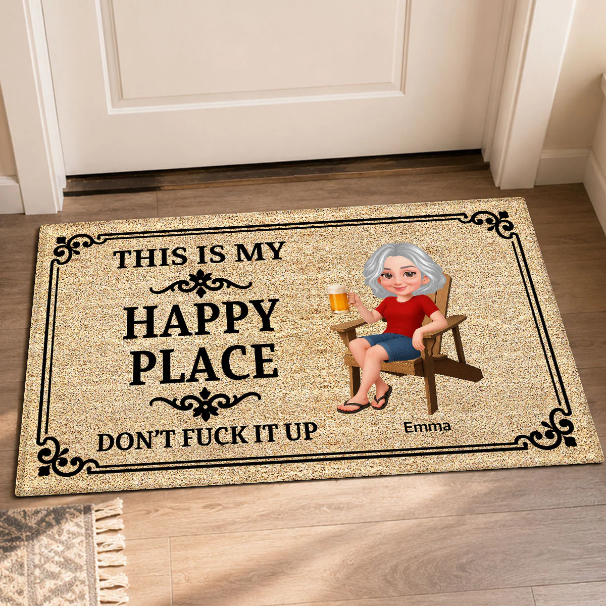 Couple This Is Our Happy Place - Personalized Doormat - Funny Sarcasm House Decoration - Image 6