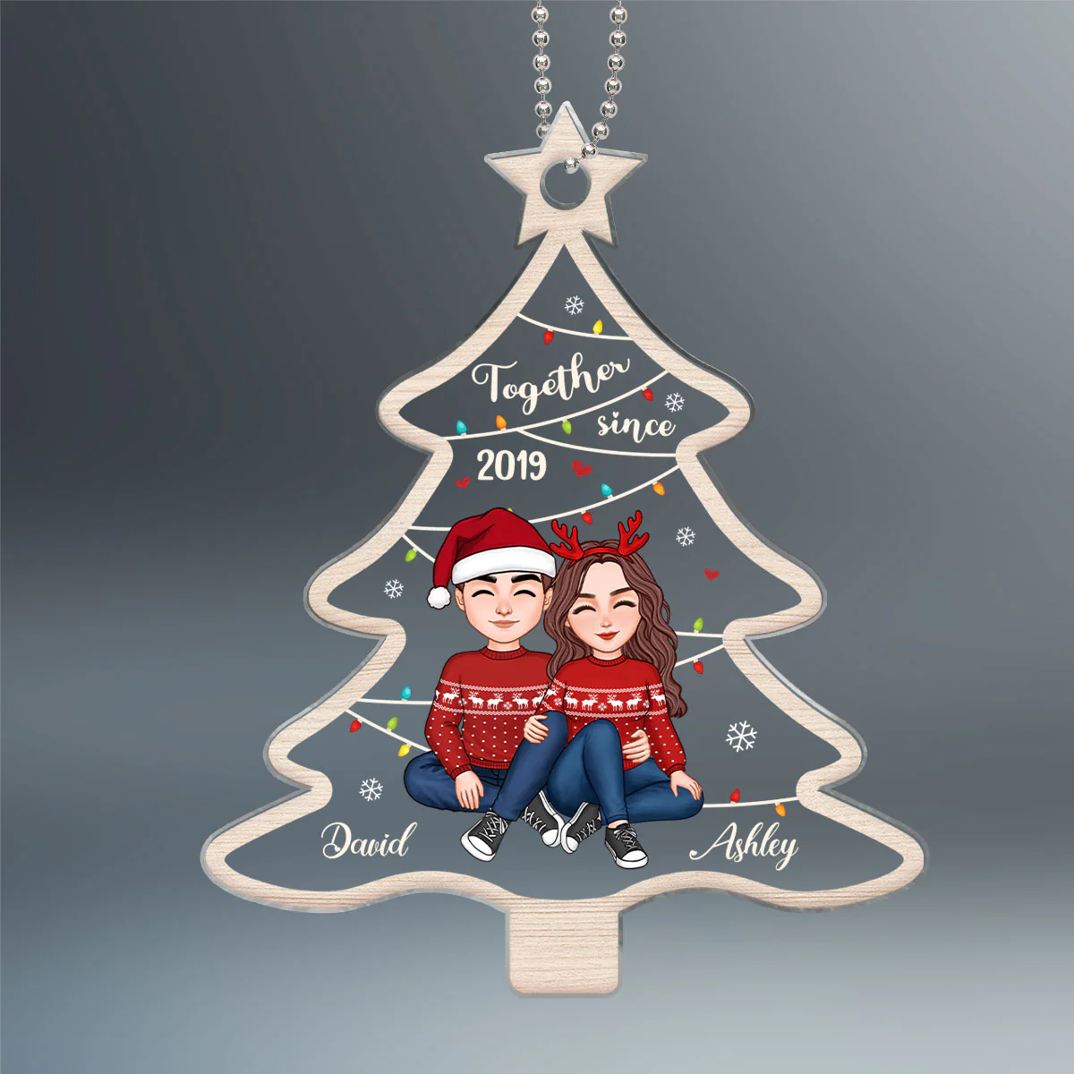 Couple Together Since Christmas Tree Shaped Personalized Acrylic Ornament - Image 2