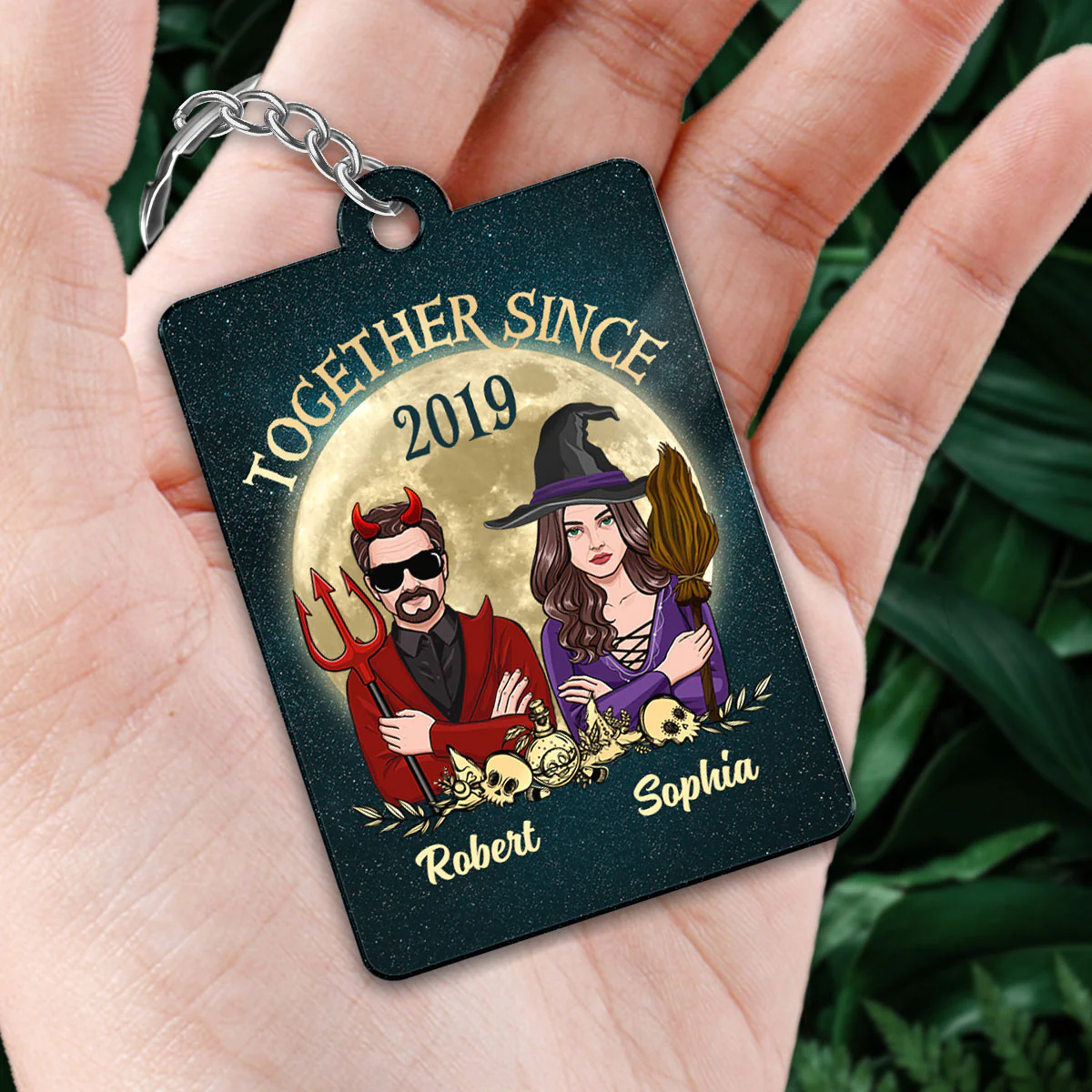 Couple Together Since Halloween Personalized Keychain - Image 2