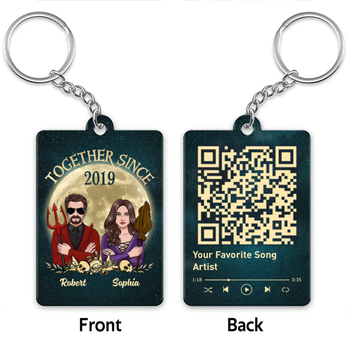 Couple Together Since Halloween Personalized Keychain - Image 4