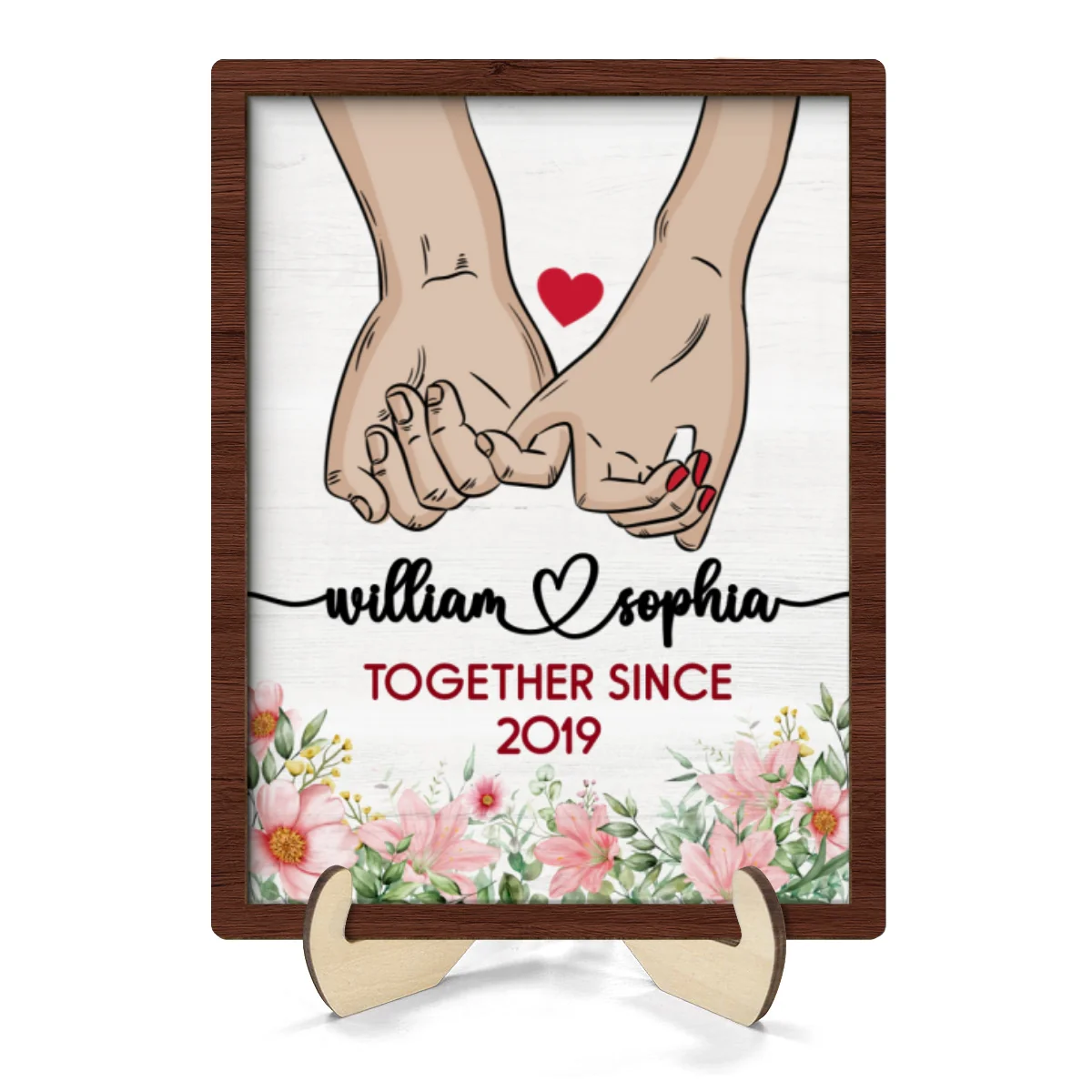 Couple Together Since Holding Hands Personalized 2-Layer Wooden Plaque - Image 8