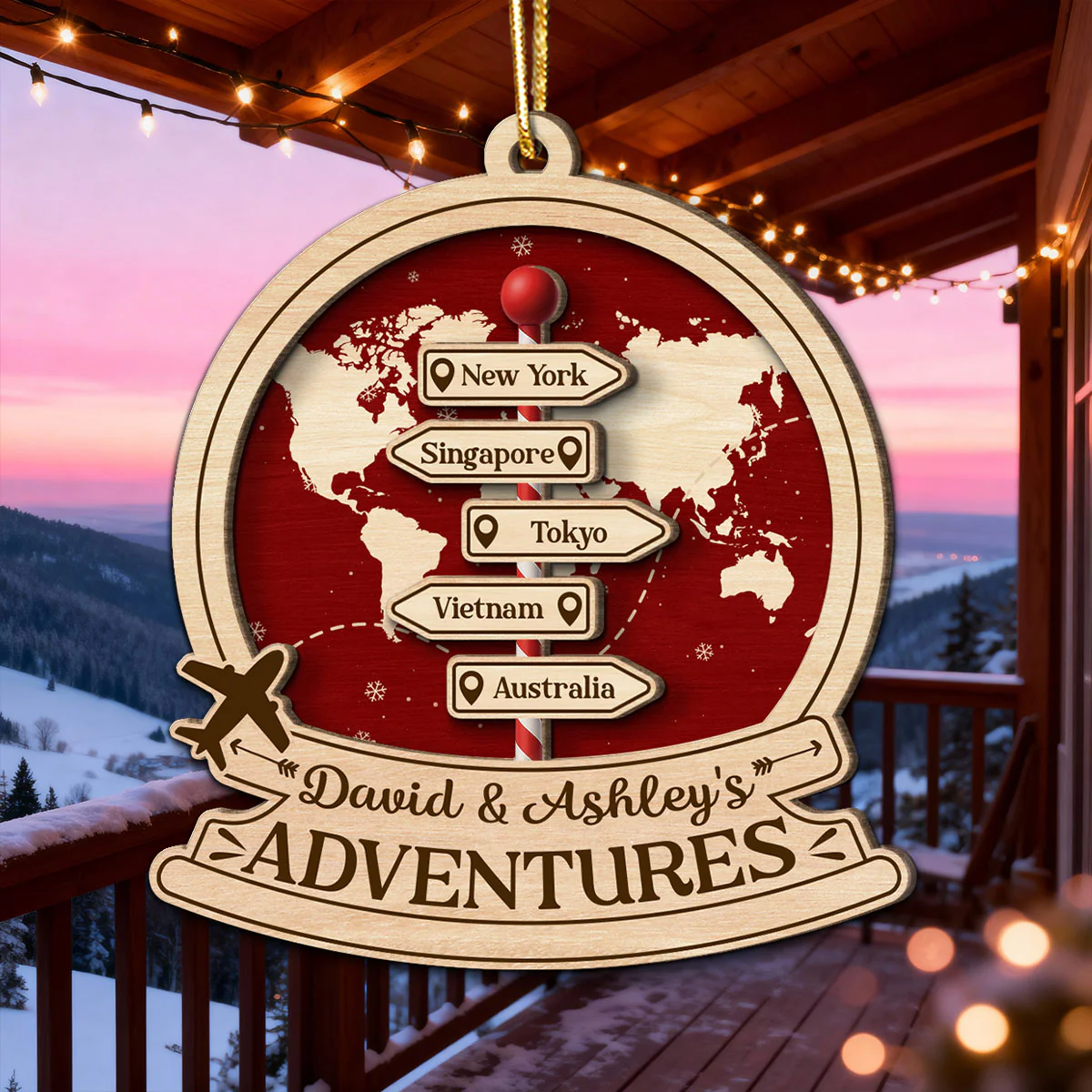 Couple Travel Destination In 2025 - Personalized Wooden Ornament - Unique Christmas Gift For Him, For Her, For Couple - Image 2