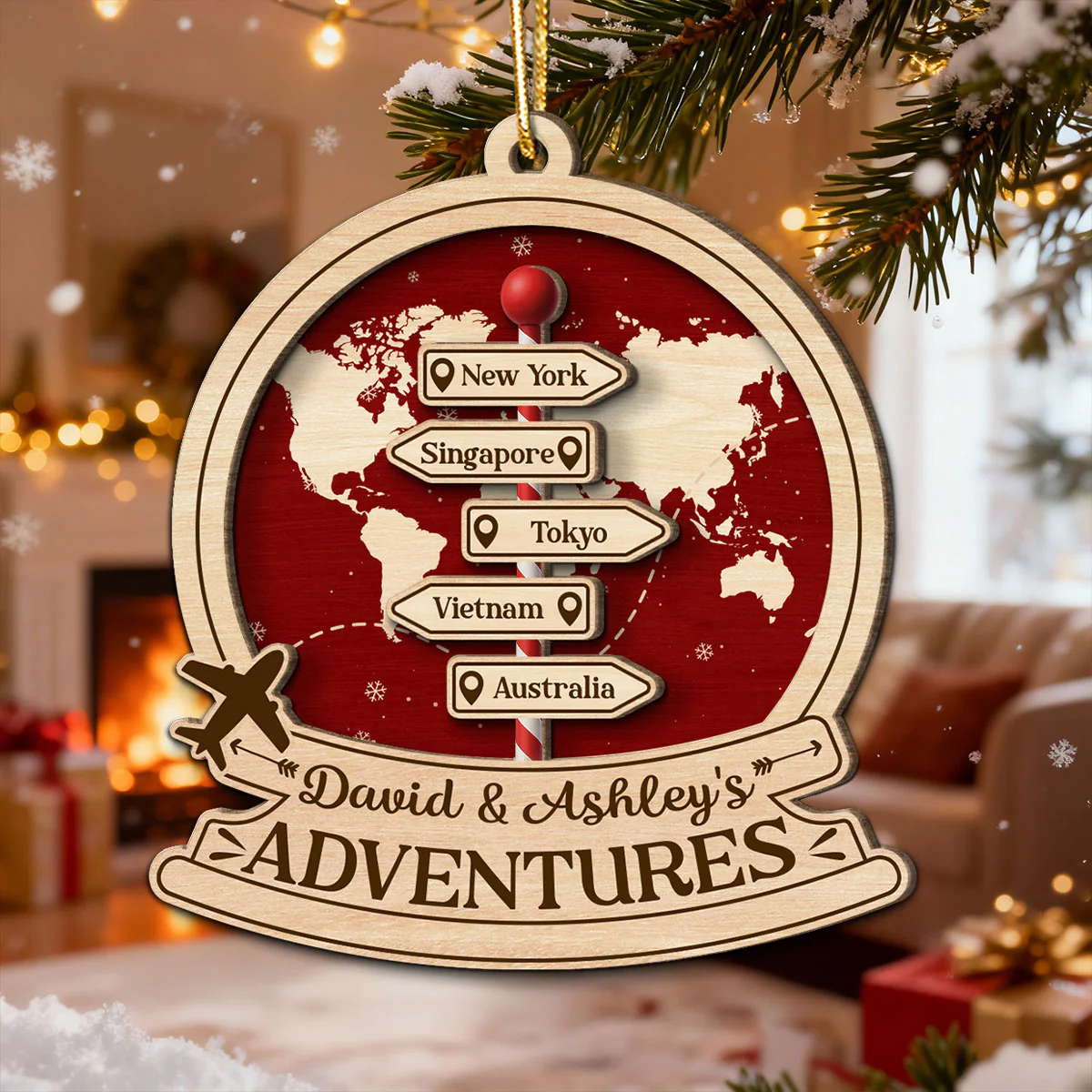 Couple Travel Destination In 2025 - Personalized Wooden Ornament - Unique Christmas Gift For Him, For Her, For Couple - Image 3