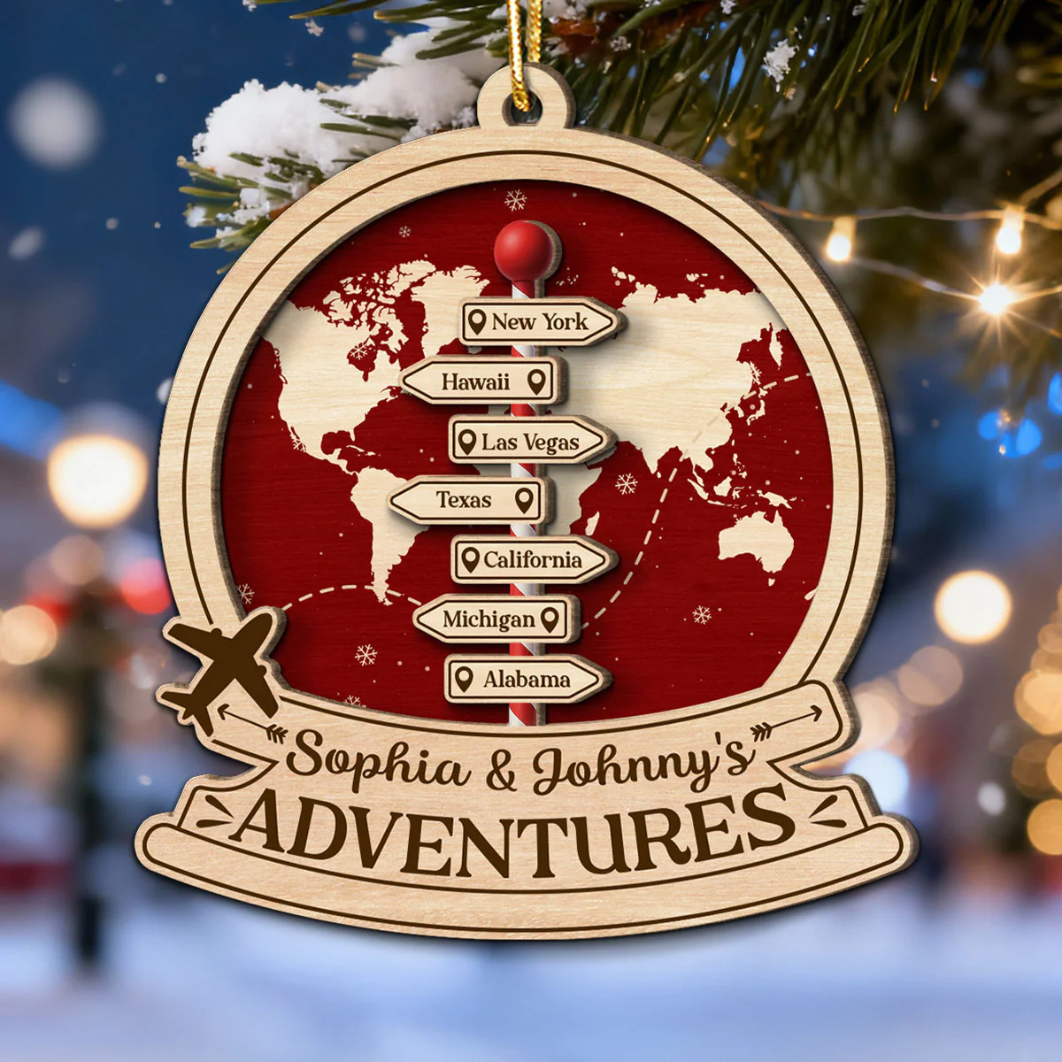 Couple Travel Destination In 2025 - Personalized Wooden Ornament - Unique Christmas Gift For Him, For Her, For Couple - Image 5