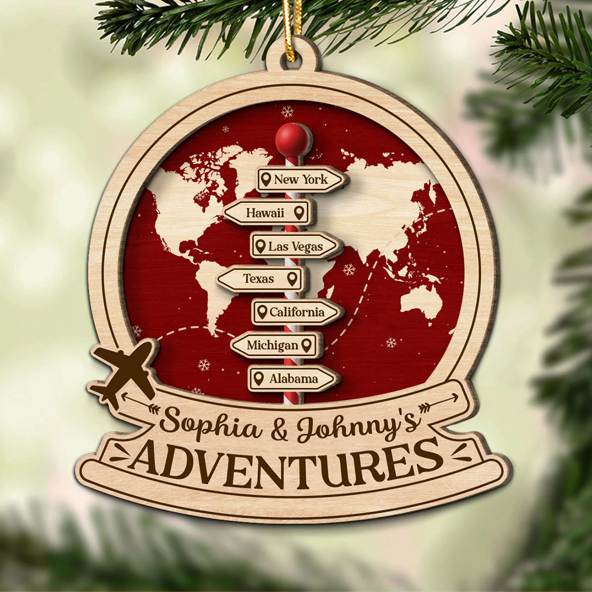 Couple Travel Destination In 2025 - Personalized Wooden Ornament - Unique Christmas Gift For Him, For Her, For Couple - Image 6