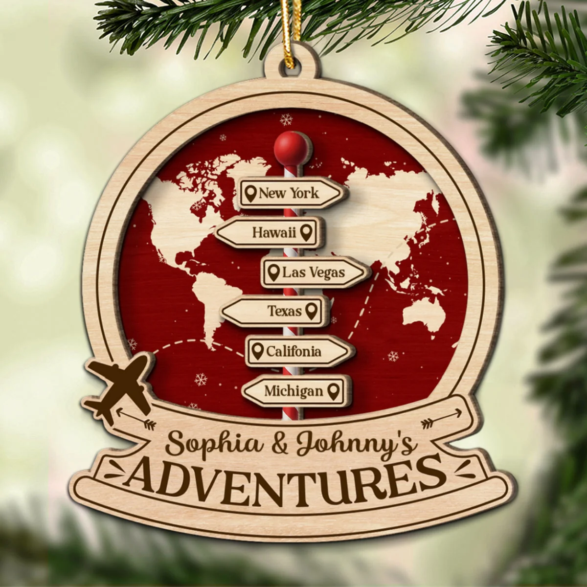 Couple Travel Destination In 2025 - Personalized Wooden Ornament - Unique Christmas Gift For Him, For Her, For Couple - Image 9