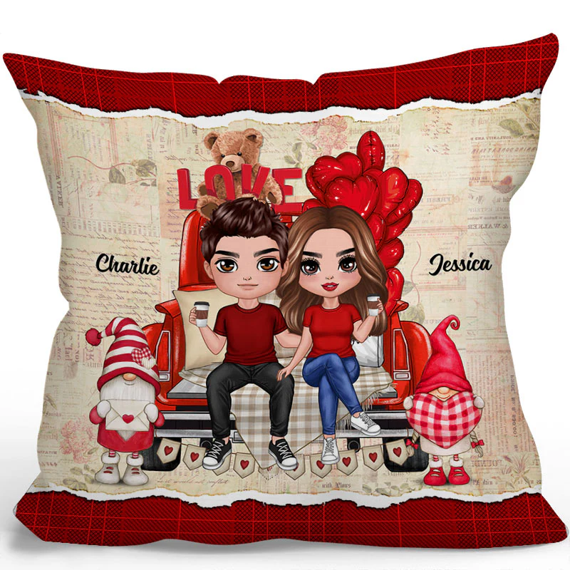 Couple Truck Back View Personalized Pillow