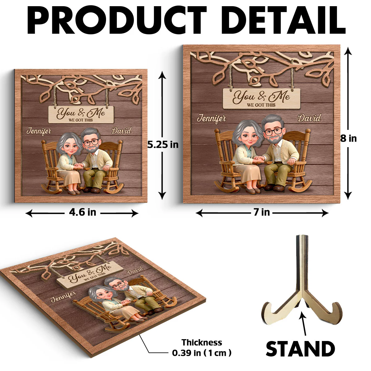 Couple Under Eternal Tree Of Love - Personalized 2-Layered Wooden Plaque - Gift For Couple - Image 7
