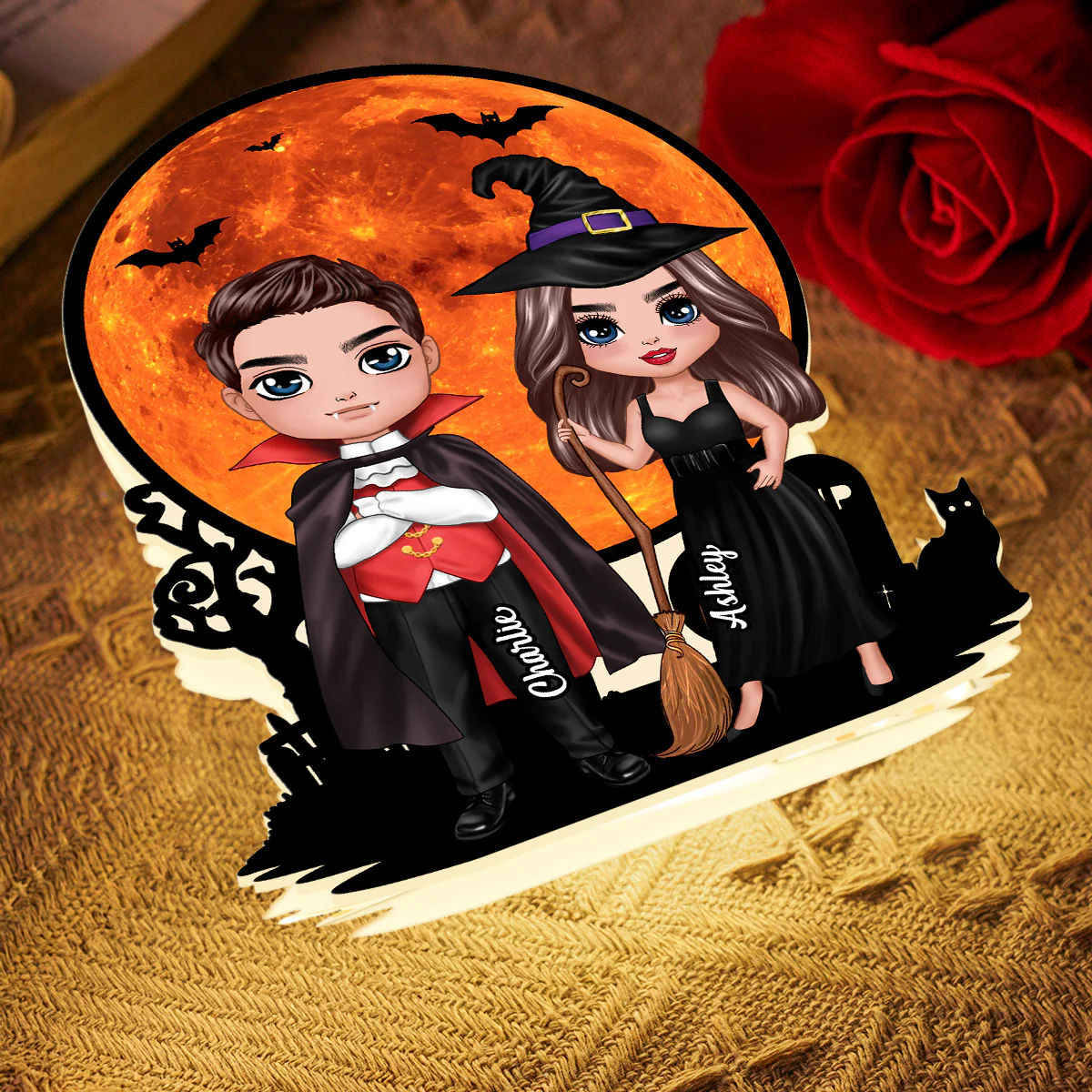 Couple Under Halloween Moon Tabletop Halloween Decor Personalized Light Box - Image 9