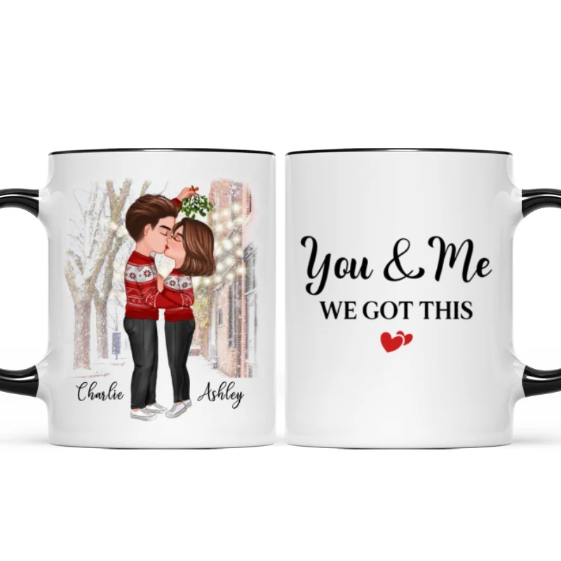 Couple Under Mistletoe We Got This Christmas Personalized Mug - Image 2