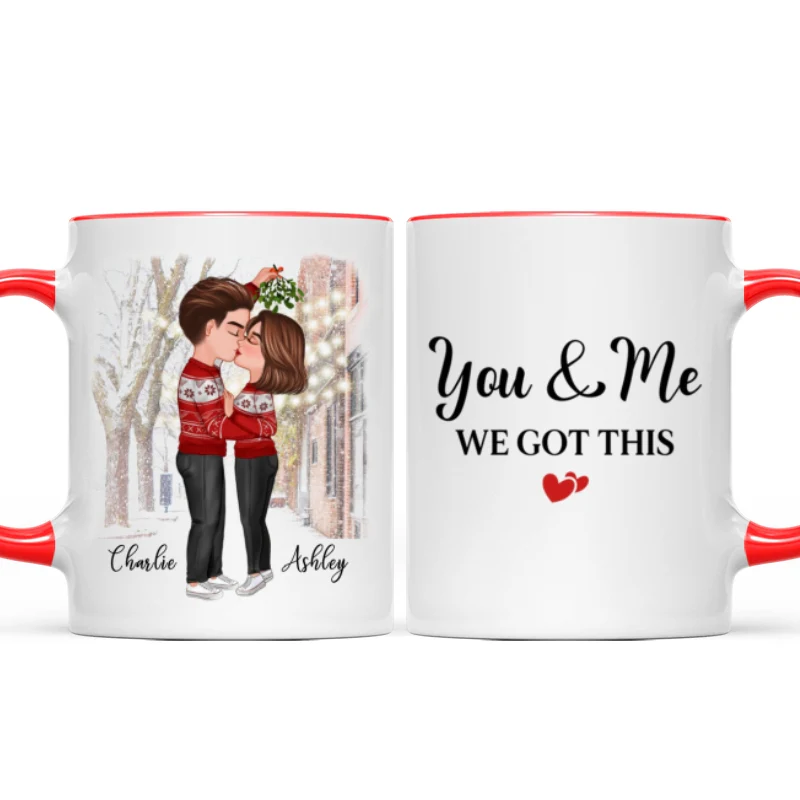 Couple Under Mistletoe We Got This Christmas Personalized Mug - Image 4