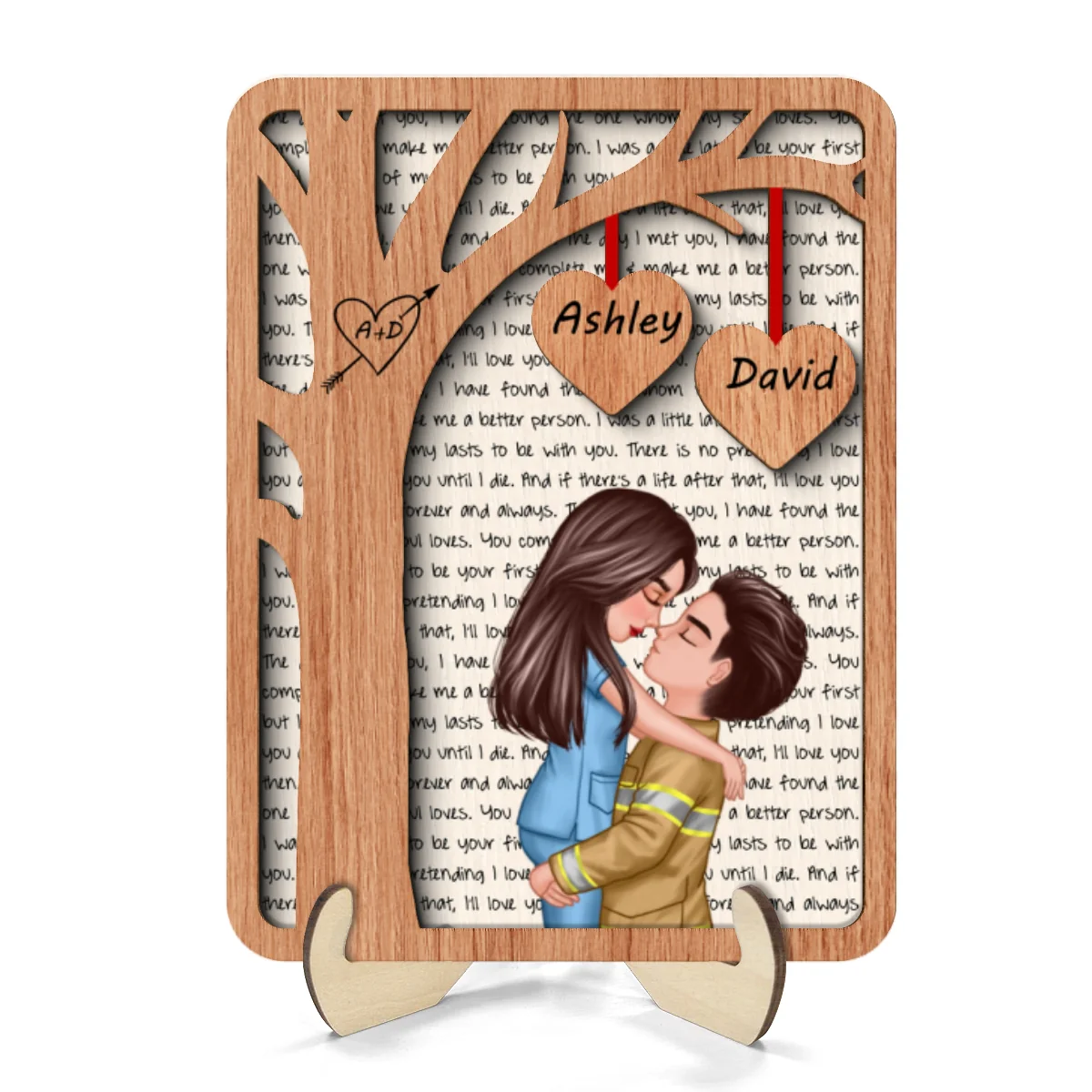 Couple Under Tree Love Valentine‘s Day Gifts by Occupation Gift For Her Gift For Him Firefighter, Nurse, Police Officer Personalized 2-Layer Wooden Plaque - Image 8