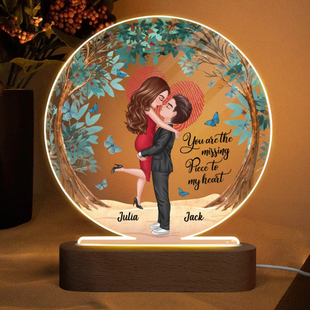 Couple Under Tree Personalized Acrylic Circle LED Lamp Night Light - Image 4
