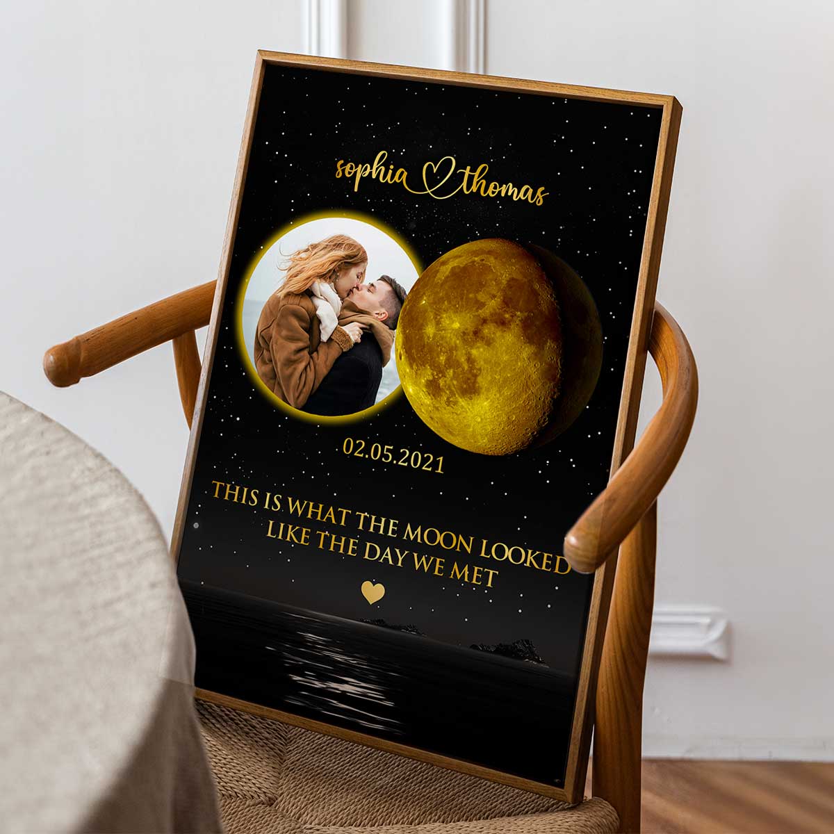 Couple Upload Photo Custom Moon Phases The Day We Met Personalized Poster , Heartfelt Gift For Couple, For Him, For Her, Boyfriend, Girlfriend, Husband, Wife - Image 5