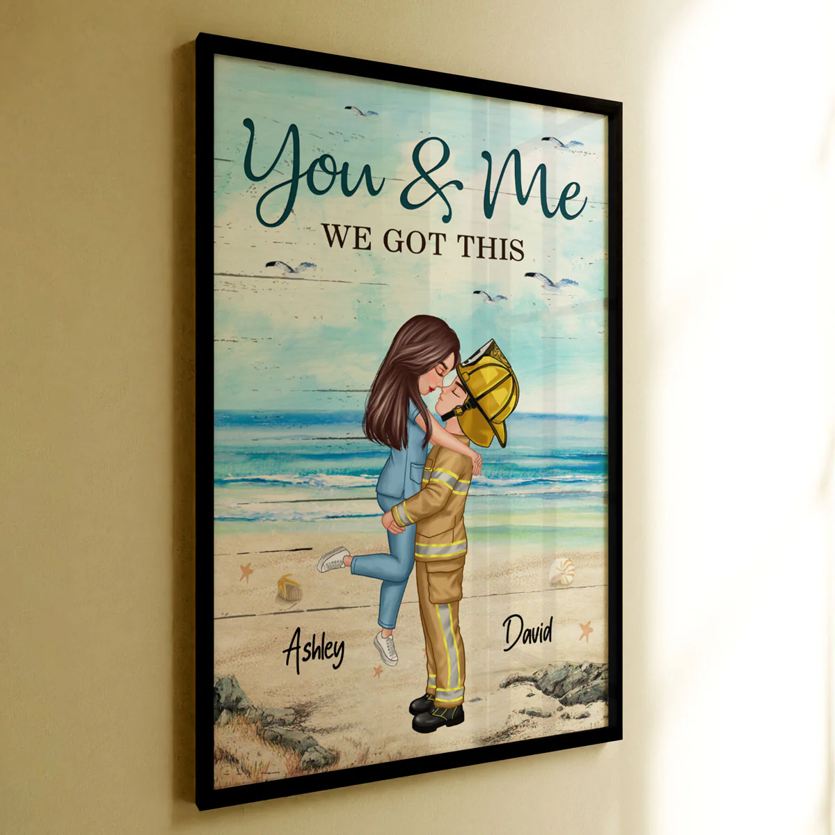 Couple Valentine‘s Day Gifts by Occupation Gift For Her Gift For Him Firefighter, Nurse, Police Officer Personalized Vertical Poster - Image 5