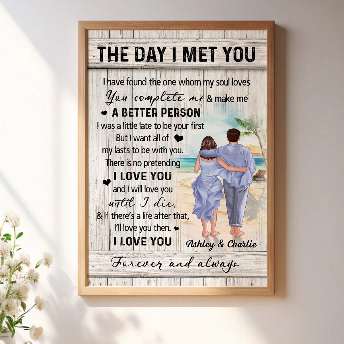 Couple Walking On The Beach Personalized Poster, Heartfelt Gift For Couple, For Him, For Her, Boyfriend, Girlfriend, Husband, Wife - Image 3