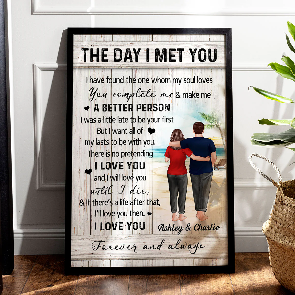 Couple Walking On The Beach Personalized Poster, Heartfelt Gift For Couple, For Him, For Her, Boyfriend, Girlfriend, Husband, Wife - Image 4