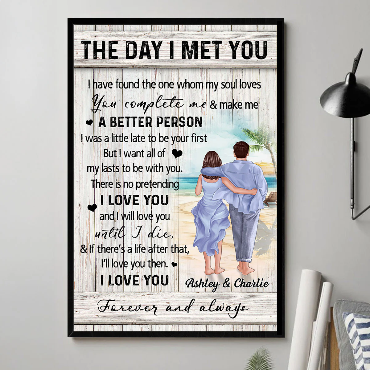 Couple Walking On The Beach Personalized Poster, Heartfelt Gift For Couple, For Him, For Her, Boyfriend, Girlfriend, Husband, Wife - Image 6