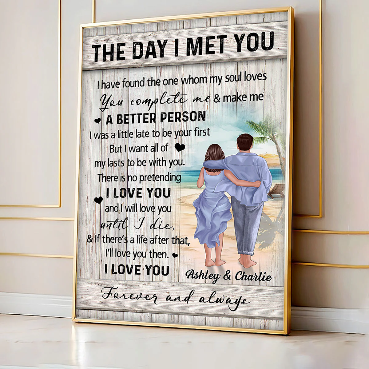 Couple Walking On The Beach Personalized Poster, Heartfelt Gift For Couple, For Him, For Her, Boyfriend, Girlfriend, Husband, Wife - Image 7